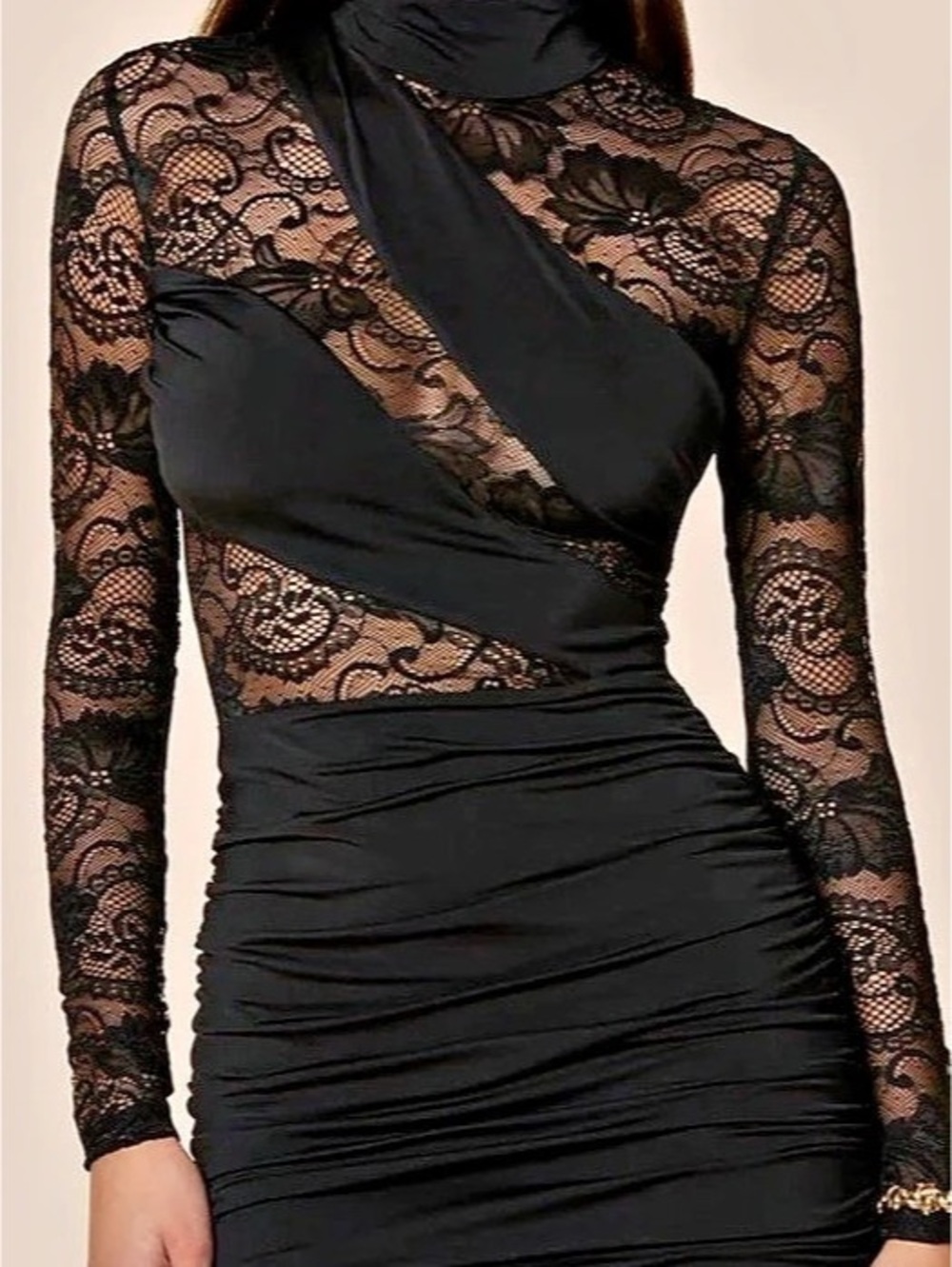 Lace Mini Dress in Black Like New